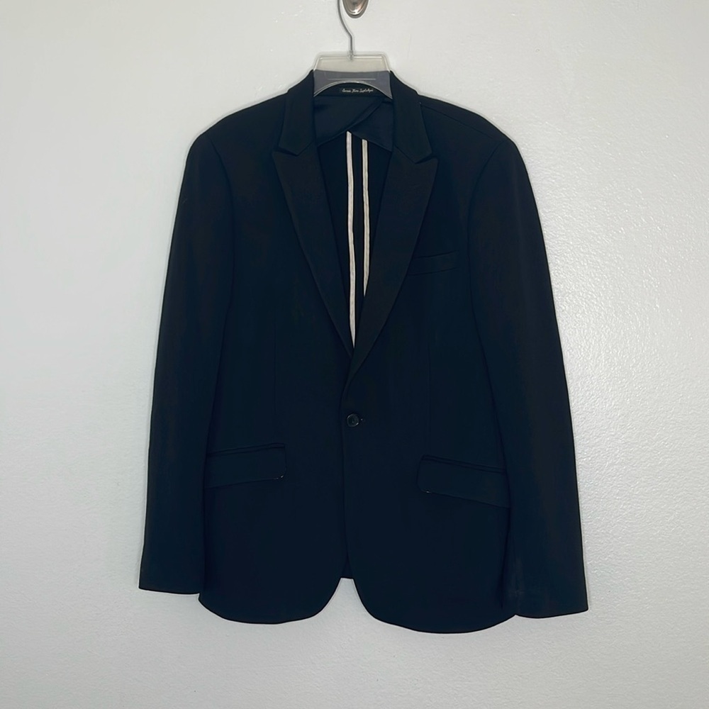 Scotch & Soda Black Stretch Unlined Casual Double Vent Blazer Size Large